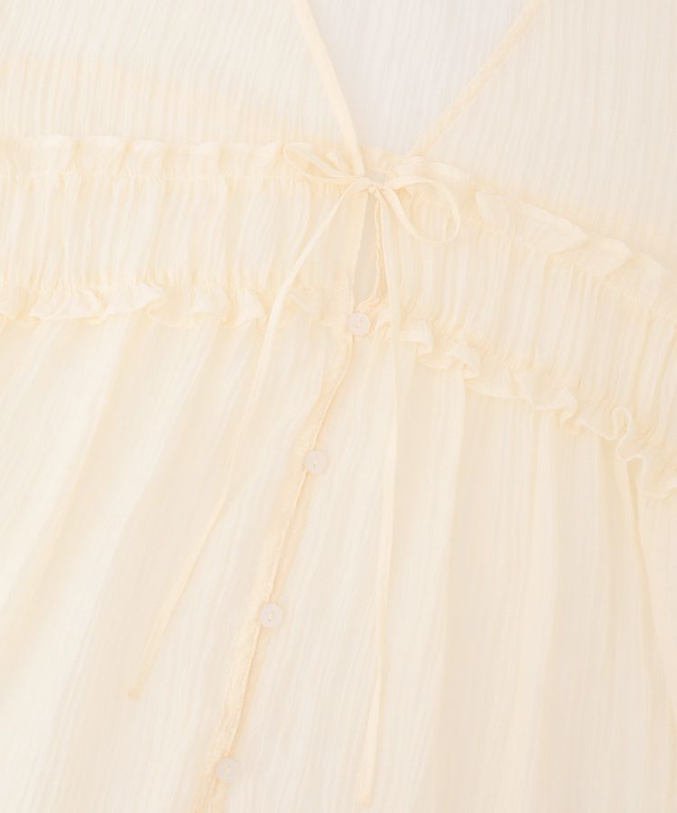 Green Parks「Vネックフリルシアープリーツブラウス」|シャツ・ブラウス|