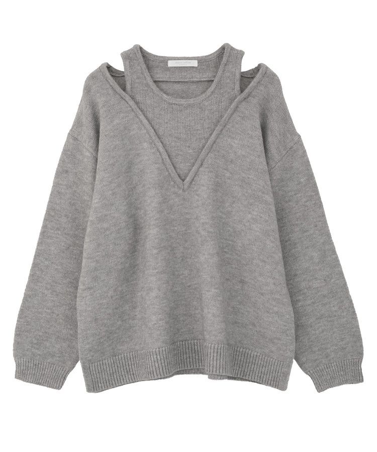 Green Parks「フェイクレイヤードVネックニットプルオーバー」|ニット・セーター|