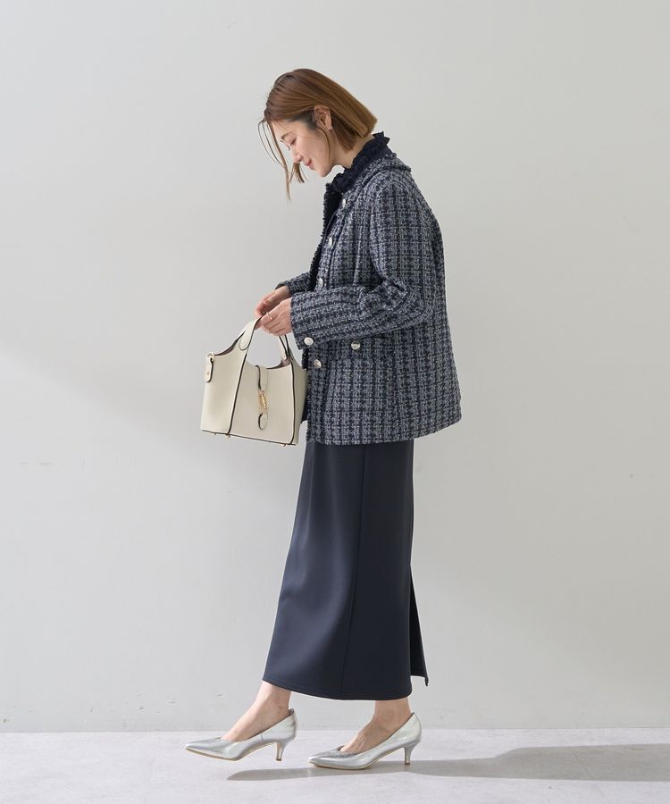 YECCA VECCA「ノーカラーツイードジャケット」|テーラードジャケット|