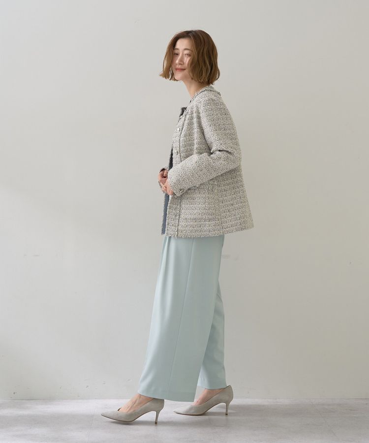 YECCA VECCA「ノーカラーツイードジャケット」|テーラードジャケット|