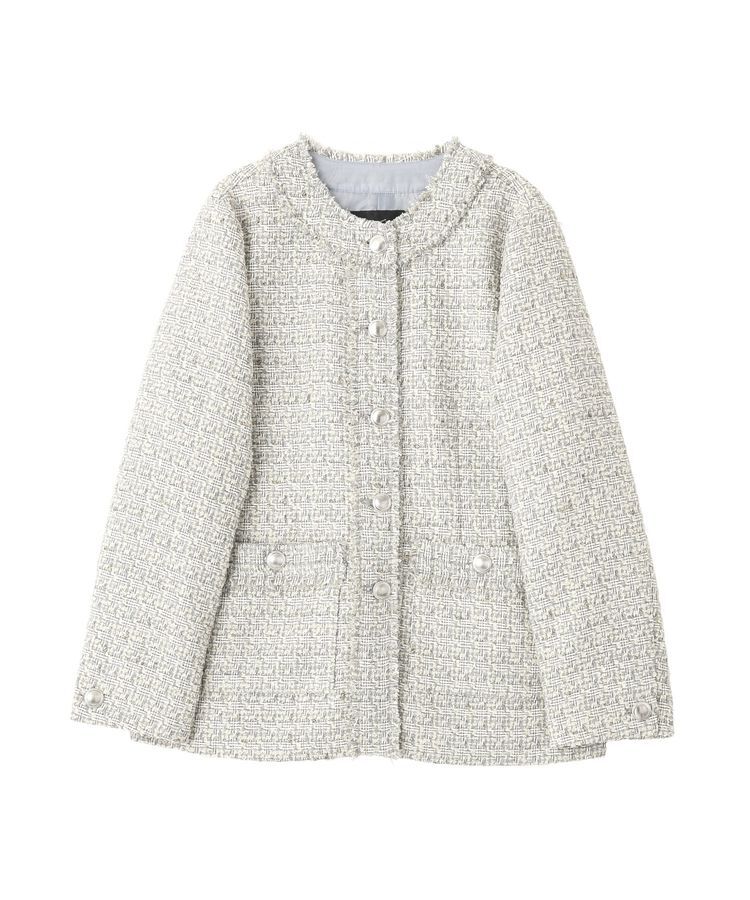 YECCA VECCA「ノーカラーツイードジャケット」|テーラードジャケット|