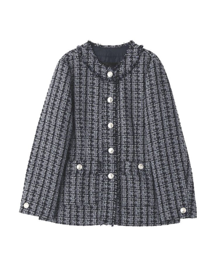 YECCA VECCA「ノーカラーツイードジャケット」|テーラードジャケット|