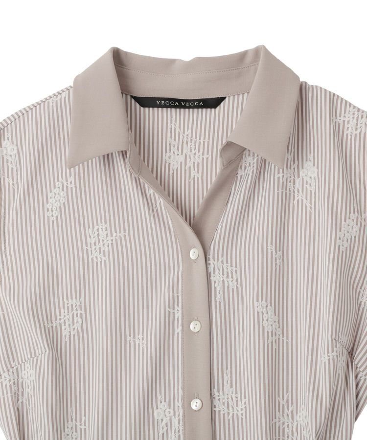 YECCA VECCA「ストライプ柄フラワー刺繍ワンピース」|ワンピース|