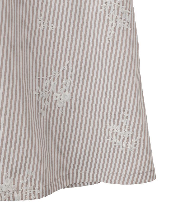 YECCA VECCA「ストライプ柄フラワー刺繍ワンピース」|ワンピース|