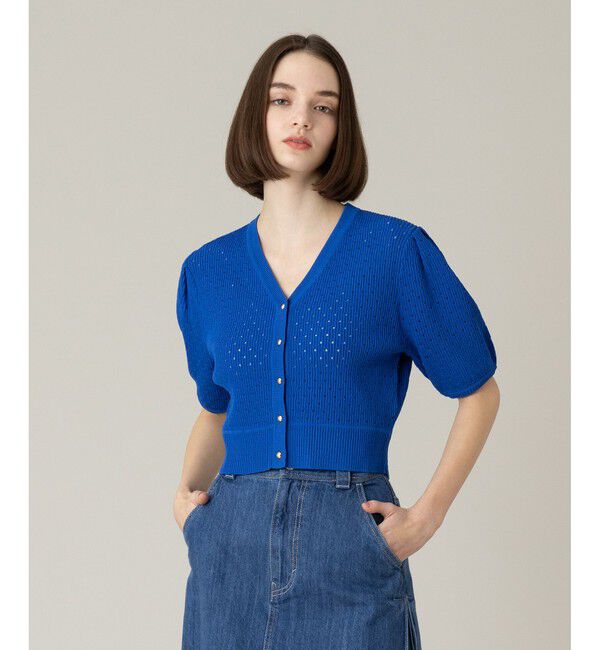 LOULOU WILLOUGHBY「【LOULOU WILLOUGHBY】アイレットポインテールカーディガン」|カーディガン|ブルー