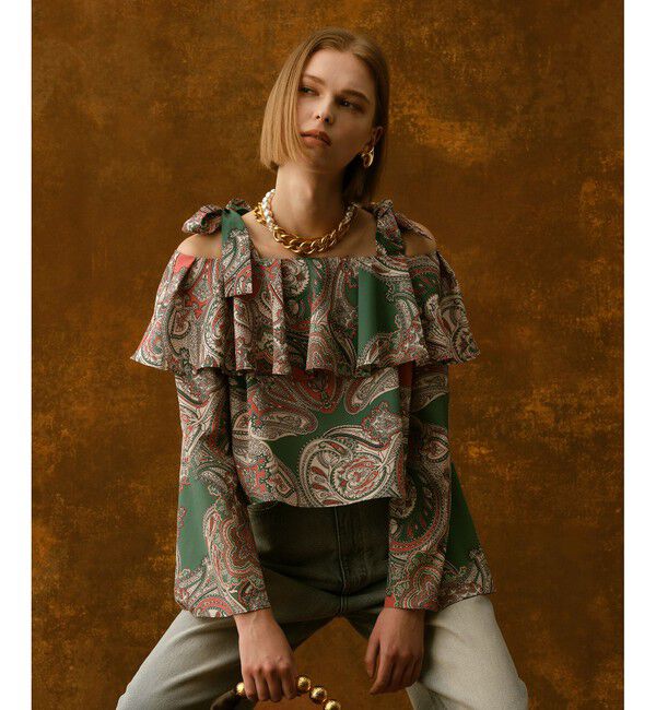 LOULOU WILLOUGHBY「【LOULOU WILLOUGHBY】RATTIペイズリーオフショルブラウス」|シャツ・ブラウス|