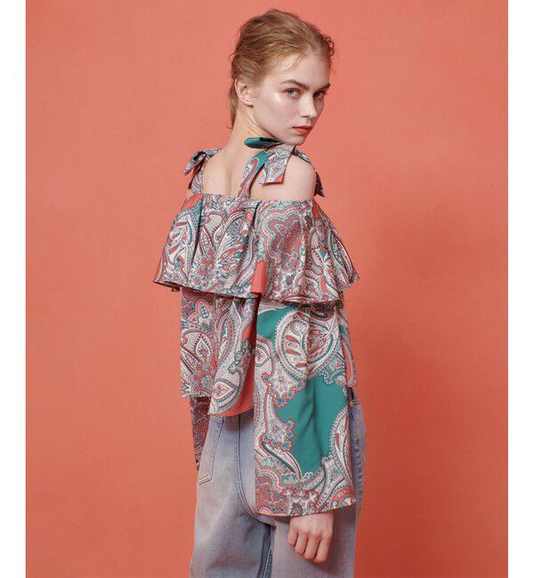 LOULOU WILLOUGHBY「【LOULOU WILLOUGHBY】RATTIペイズリーオフショルブラウス」|シャツ・ブラウス|