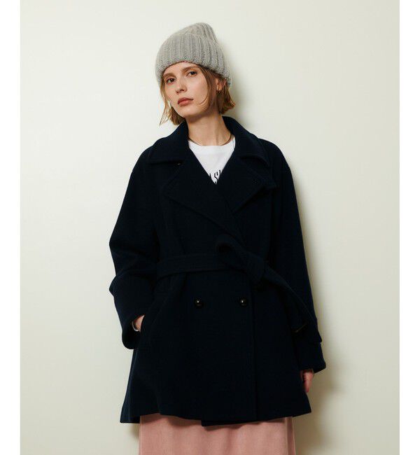 allureville「パイルメルトンデザインＰコート」|ピーコート|