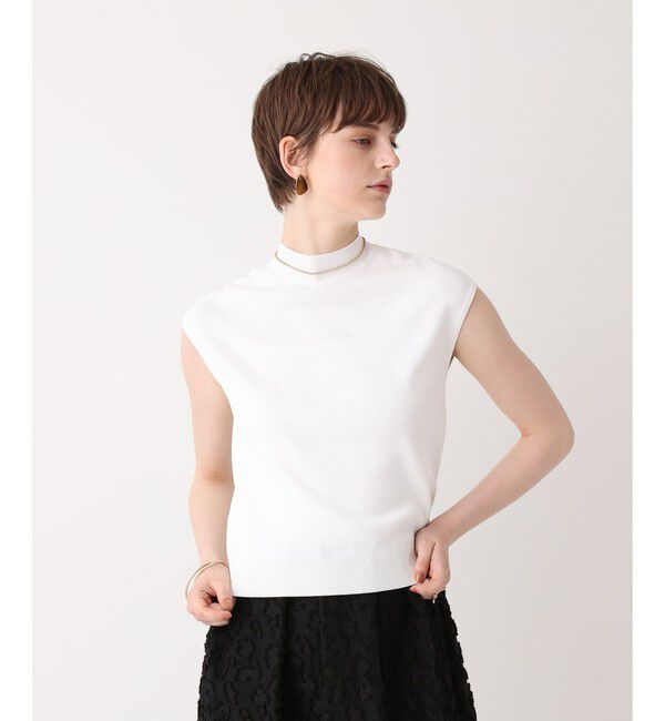 allureville「ソウバリモックネックフレンチスリーブプルオーバー」|ニット・セーター|オフホワイト