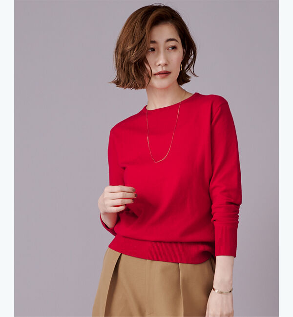 ur's「カシミヤタッチクルーネックニットトップス」|ニット・セーター|レッド