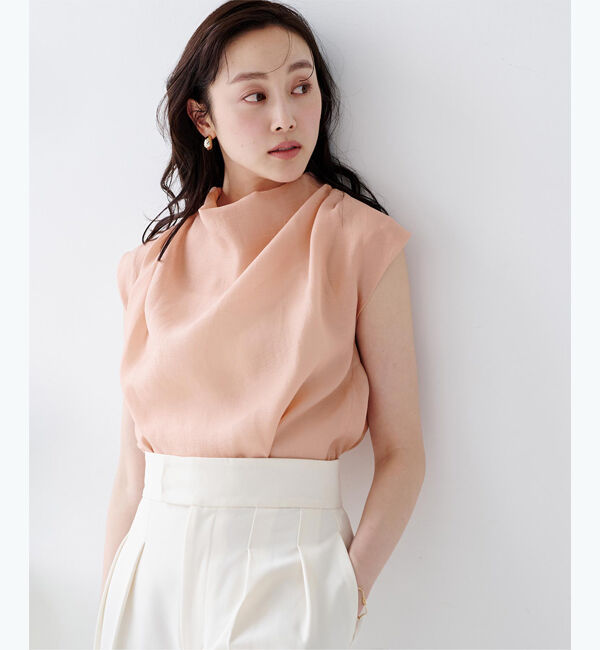 ur's「ドレープデザインフレンチスリーブブラウス」|シャツ・ブラウス|オレンジ