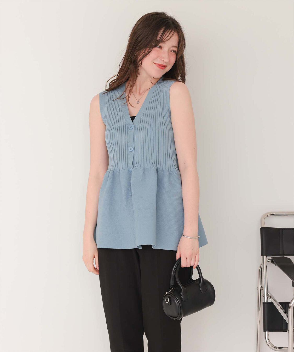 titivate「前後2wayノースリーブペプラムニットトップス」|ニット・セーター|