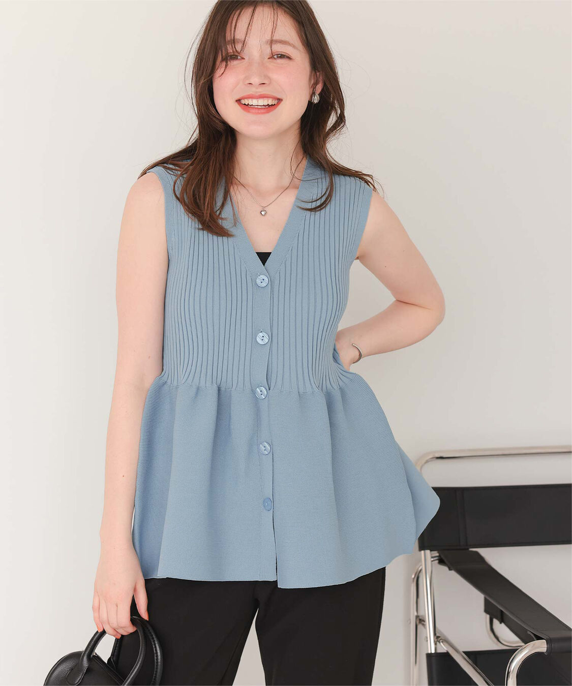 titivate「前後2wayノースリーブペプラムニットトップス」|ニット・セーター|