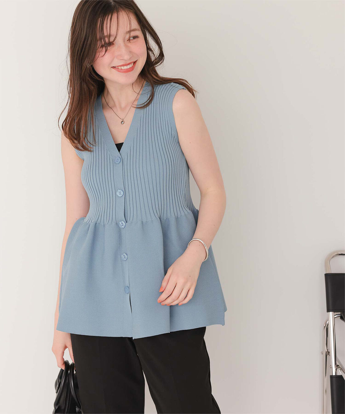 titivate「前後2wayノースリーブペプラムニットトップス」|ニット・セーター|