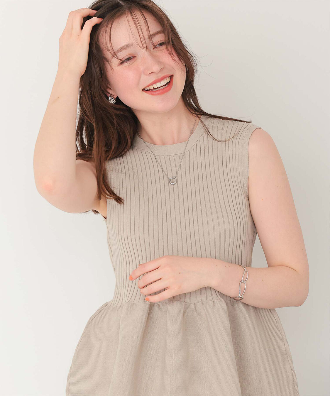 titivate「前後2wayノースリーブペプラムニットトップス」|ニット・セーター|