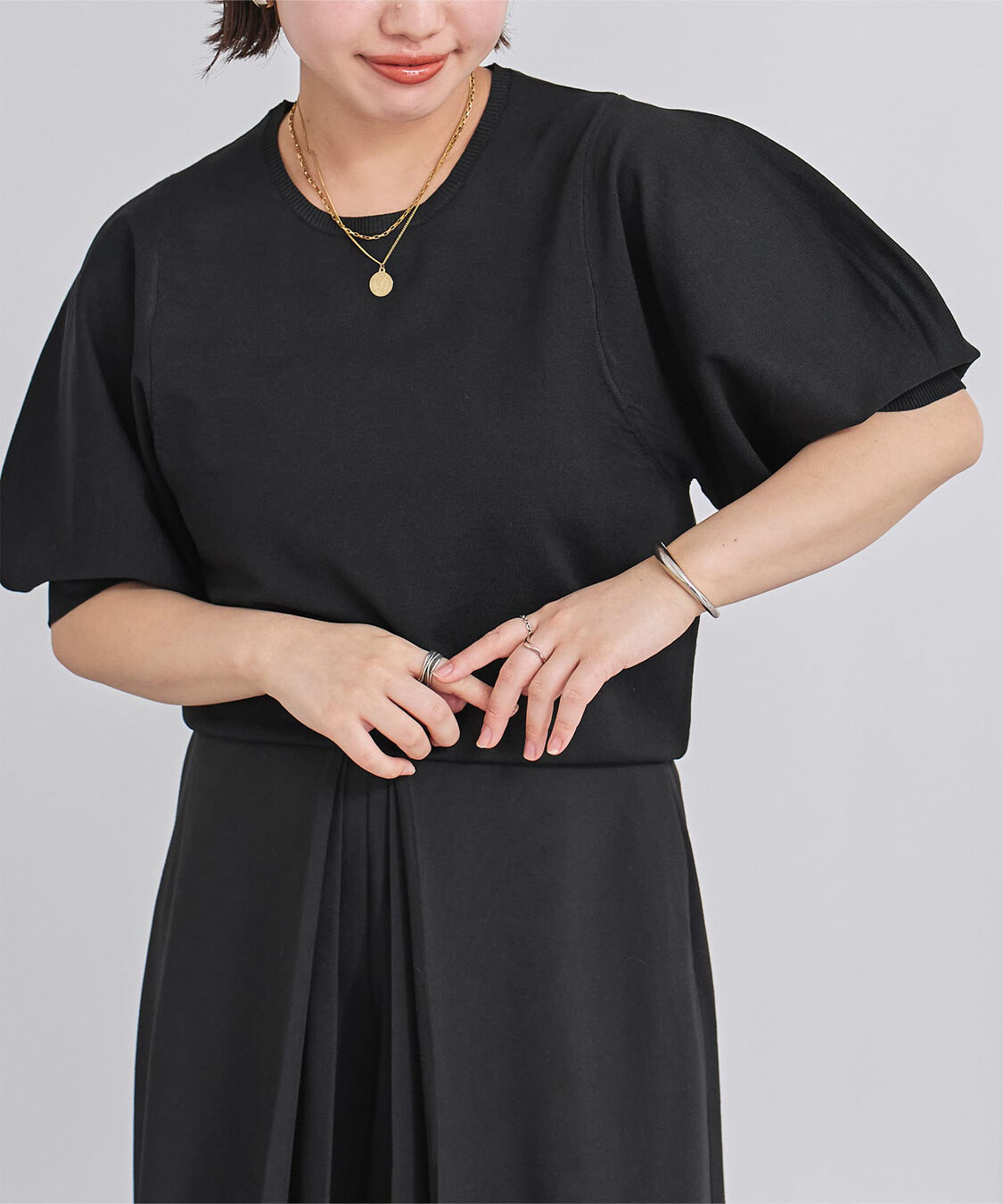 ur's「ｽﾎﾟﾝﾃﾞｨｯｼｭﾊﾟﾌｽﾘｰﾌﾞﾆｯﾄ」|ニット・セーター|