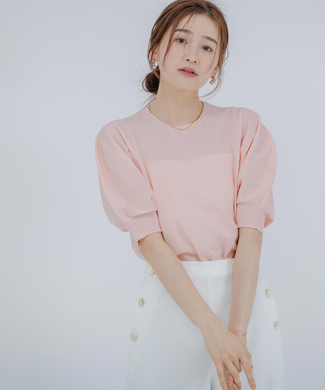 ur's「ｽﾎﾟﾝﾃﾞｨｯｼｭﾊﾟﾌｽﾘｰﾌﾞﾆｯﾄ」|ニット・セーター|