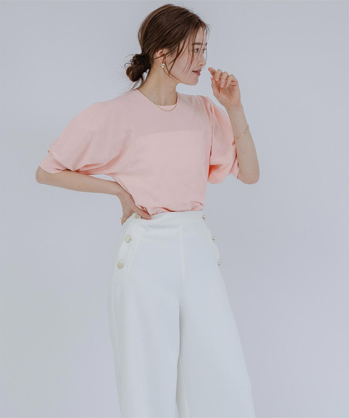 ur's「ｽﾎﾟﾝﾃﾞｨｯｼｭﾊﾟﾌｽﾘｰﾌﾞﾆｯﾄ」|ニット・セーター|