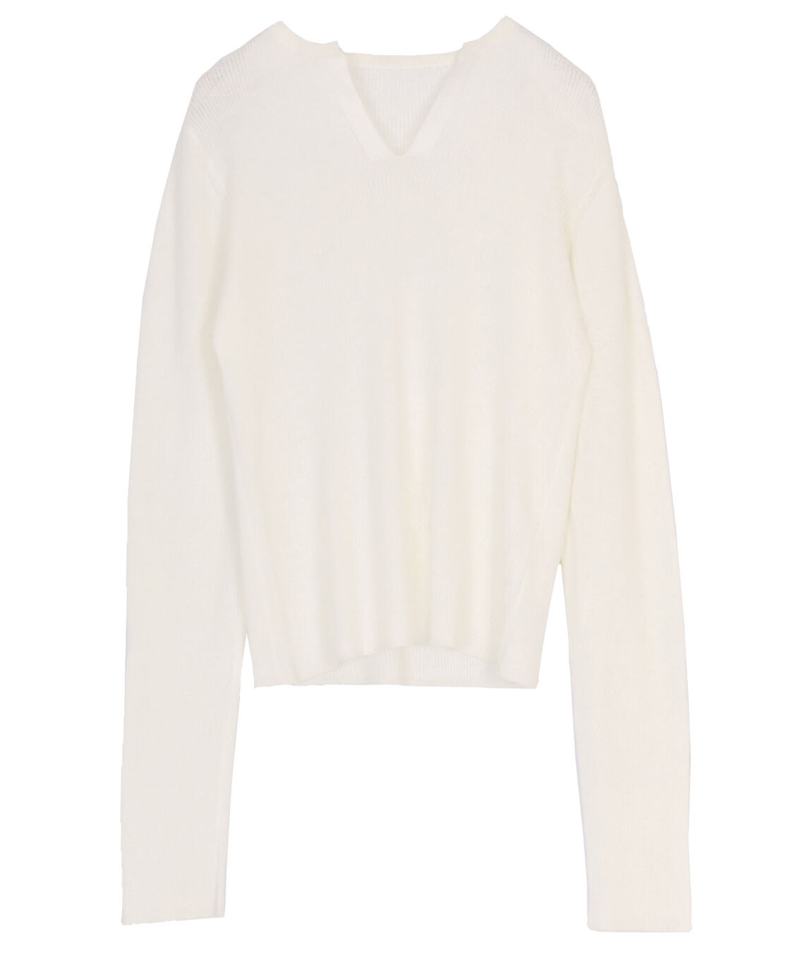 ur's「チクチクしないウールブレンドキーネックリブニット」|ニット・セーター|