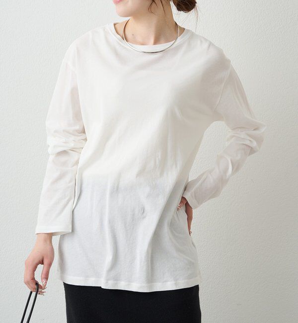  「【春カラーで登場！】コットンシアーカットソー」|プルオーバー|オフホワイト
