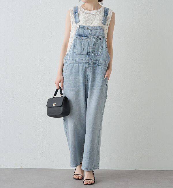  「綿麻デニムサロペット」|その他|サックスブルー