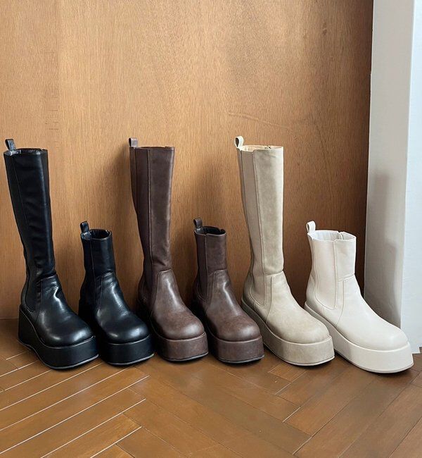  「【マイナス3キロ見え/SNSで話題】厚底サイドゴアロングブーツ」|その他|