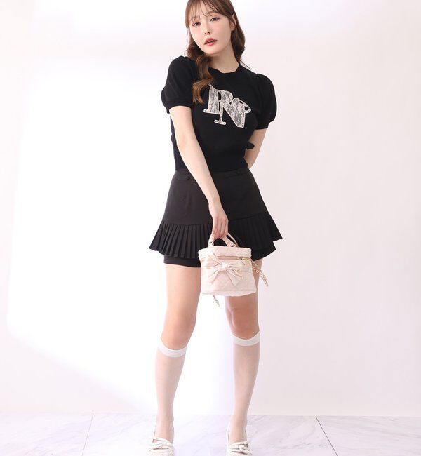  「レースロゴ半袖ニット」|ニット・セーター|