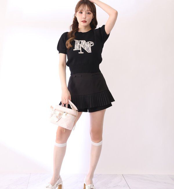  「レースロゴ半袖ニット」|ニット・セーター|