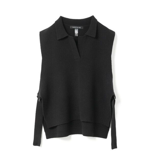 mizuiro ind「mizuiro ind スキッパーニットベスト」|ベスト・ジレ|ブラック