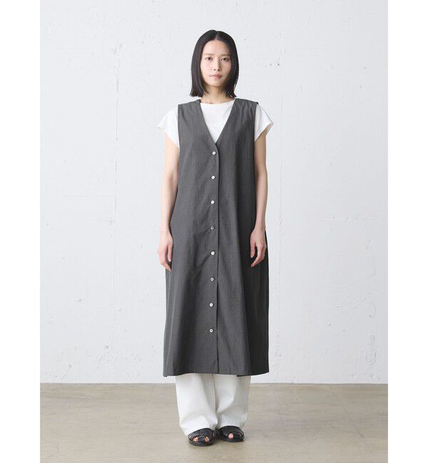 MidiUmi「MidiUmi Vネックロングジレワンピース」|ワンピース|チャコールグレー