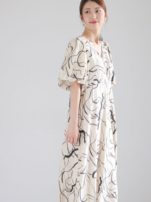 Te chichi「【松井愛莉着用】バルーンスリーブVネックワンピース」|ワンピース|オフホワイト