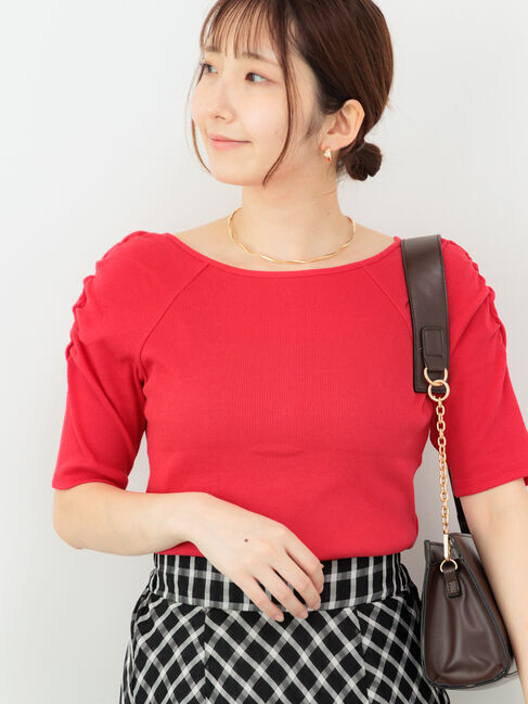 Te chichi TERRASSE「前後2WAYパワショルトップス」|その他|レッド