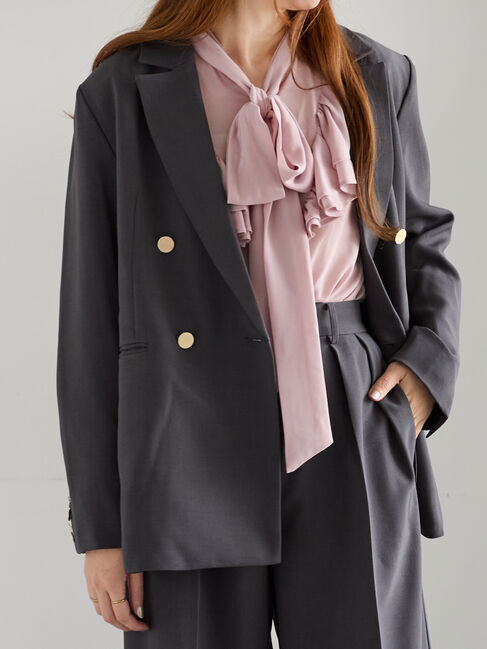 Te chichi「ダブルブレストジャケット《2025Autumn catalog vol.2 item》」|その他|チャコールグレー