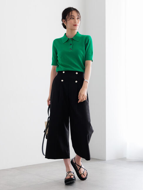 Te chichi「【調温】ハーフスリーブニットポロ」|ニット・セーター|