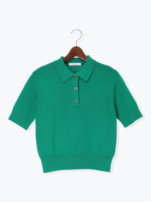 Te chichi「【調温】ハーフスリーブニットポロ」|ニット・セーター|