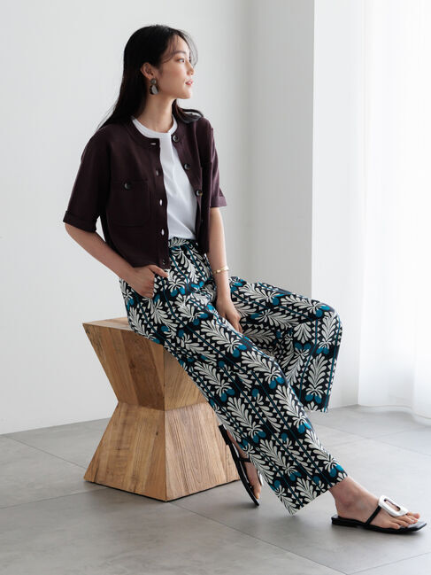 Te chichi「【調温】14G総針ハーフスリーブニットジャケット」|カーディガン|