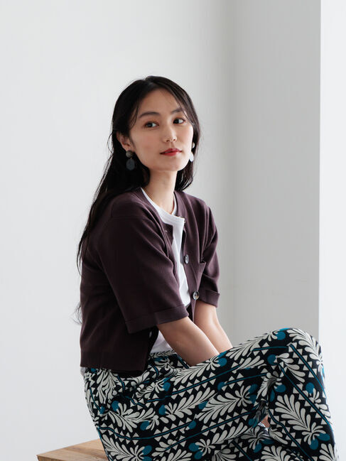 Te chichi「【調温】14G総針ハーフスリーブニットジャケット」|カーディガン|