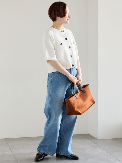 Te chichi「【調温】14G総針ハーフスリーブニットジャケット」|カーディガン|