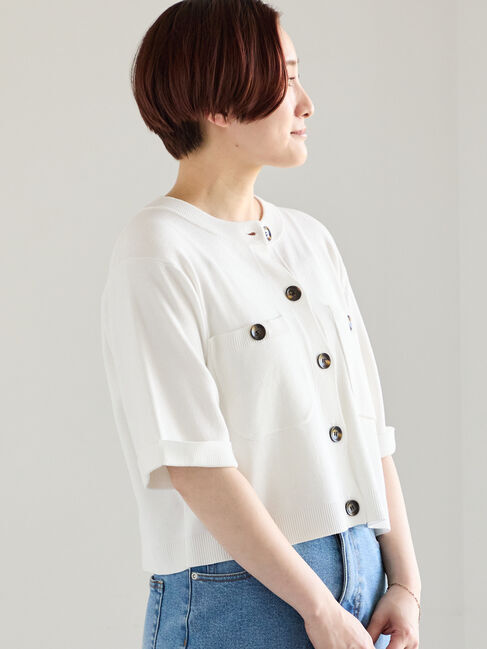 Te chichi「【調温】14G総針ハーフスリーブニットジャケット」|カーディガン|