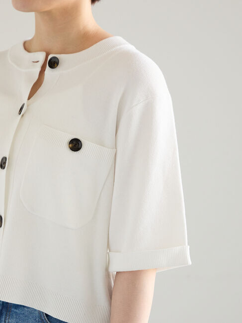 Te chichi「【調温】14G総針ハーフスリーブニットジャケット」|カーディガン|