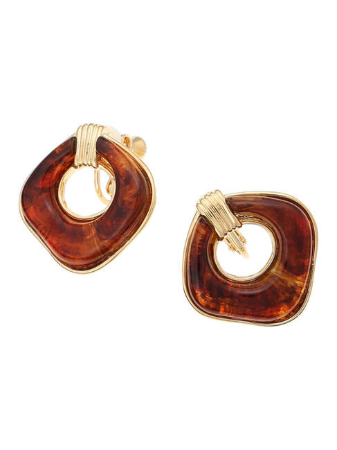 Te chichi「スクエアモチーフイヤリング」|ピアス|ブラウン