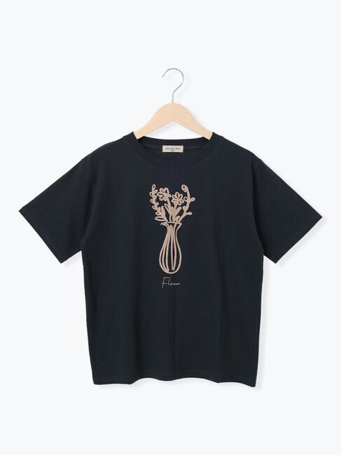 Samansa Mos2「花瓶柄コード刺繍Tシャツ」|Tシャツ・カットソー|