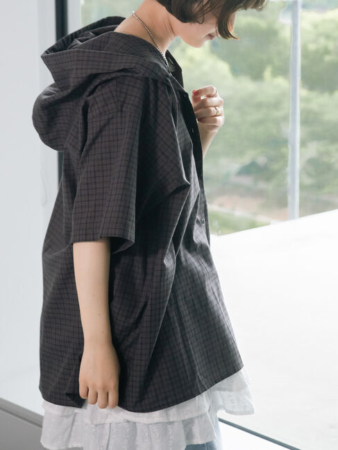SM2「チェック柄フードシャツ」|シャツ・ブラウス|