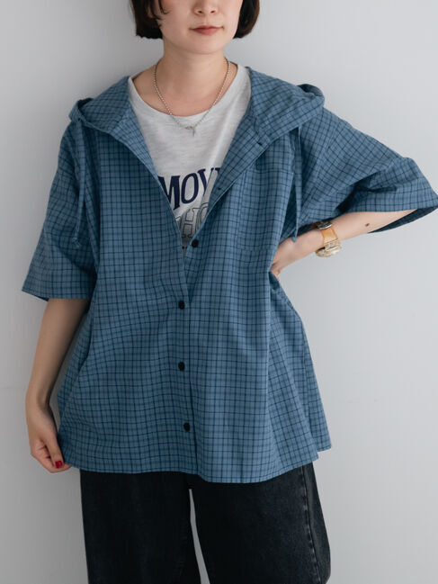 SM2「チェック柄フードシャツ」|シャツ・ブラウス|