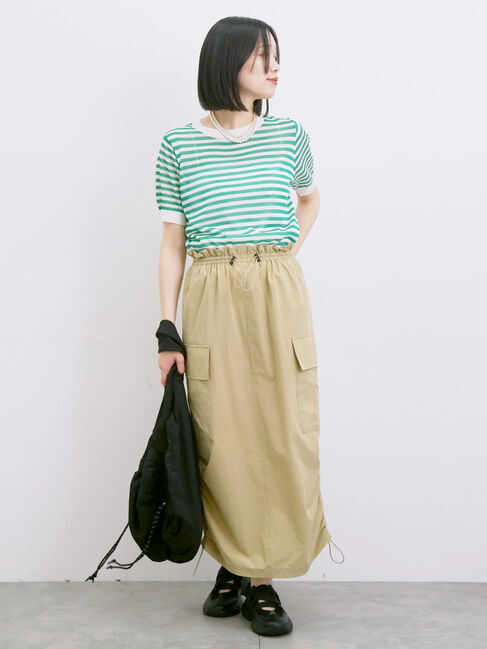 Samansa Mos2 blue「◎ボーダーニットプルオーバー」|ニット・セーター|