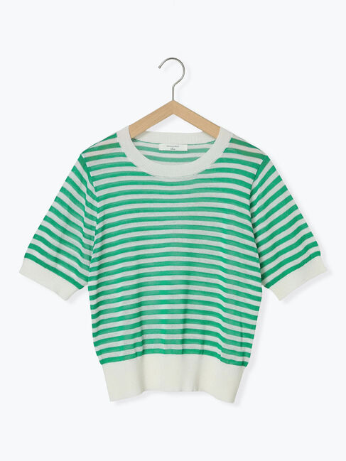 Samansa Mos2 blue「◎ボーダーニットプルオーバー」|ニット・セーター|