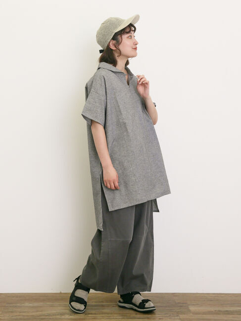 Samansa Mos2「【クールコットン】柄アソートスキッパーチュニック」|シャツ・ブラウス|