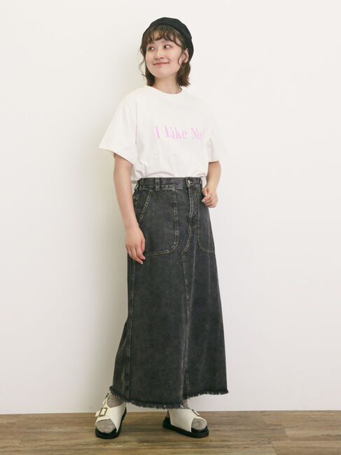 Samansa Mos2「【UVカット】スラブ天竺ロゴプリントTシャツ」|Tシャツ・カットソー|