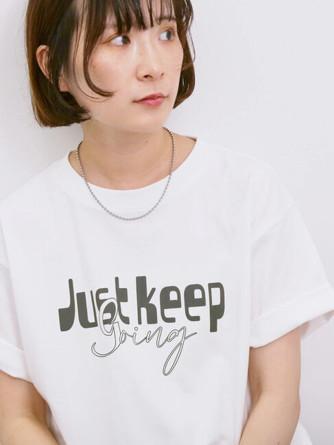 Samansa Mos2 blue「【接触冷感】ロゴプリントTシャツ」|Tシャツ・カットソー|