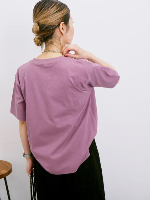 Samansa Mos2 blue「【接触冷感】ロゴプリントTシャツ」|Tシャツ・カットソー|